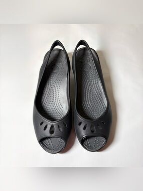 CROCS Black Slingback Mabyn Open Toe Ballet Flats Women’s Size 7